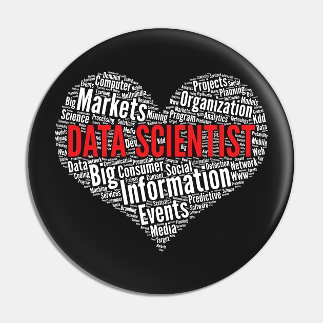 Data Scientist Heart Shape Word Cloud Computer Science product Pin by theodoros20