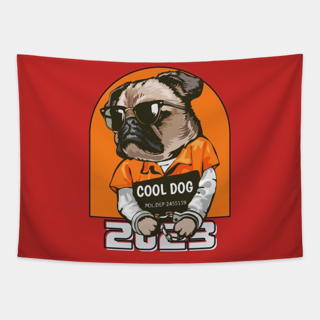 cool dog 2023 Tapestry by medfrigo