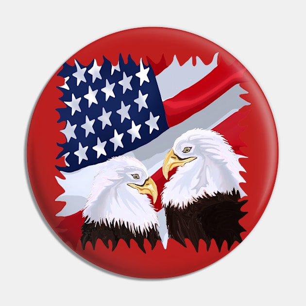 American Pride Through the Eyes of Eagles Pin by distortionart