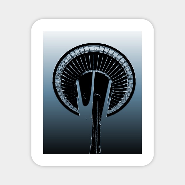 Space Needle In Blue Magnet by KirtTisdale