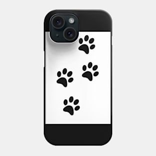 Black Paw-prints on a white surface Phone Case