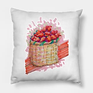 Strawberries Basket colorful Pillow