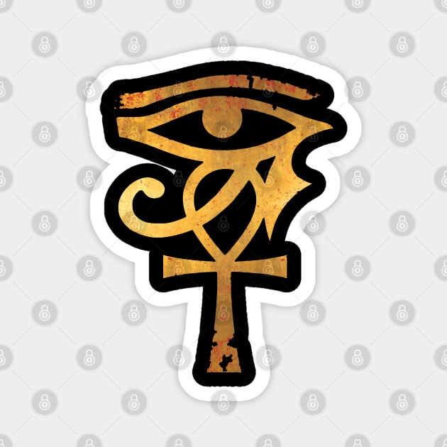 Egyptian Eye Of Horus Ankh Egypt Archaeologist Gold Magnet by tanambos