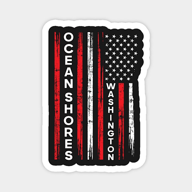 OCEAN SHORES WASHINGTON USA FLAG DISTRESSED Magnet by HomeCoquette