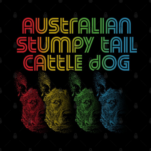 Cool Retro Groovy Australian Stumpy Tail Cattle Dog by Madfido