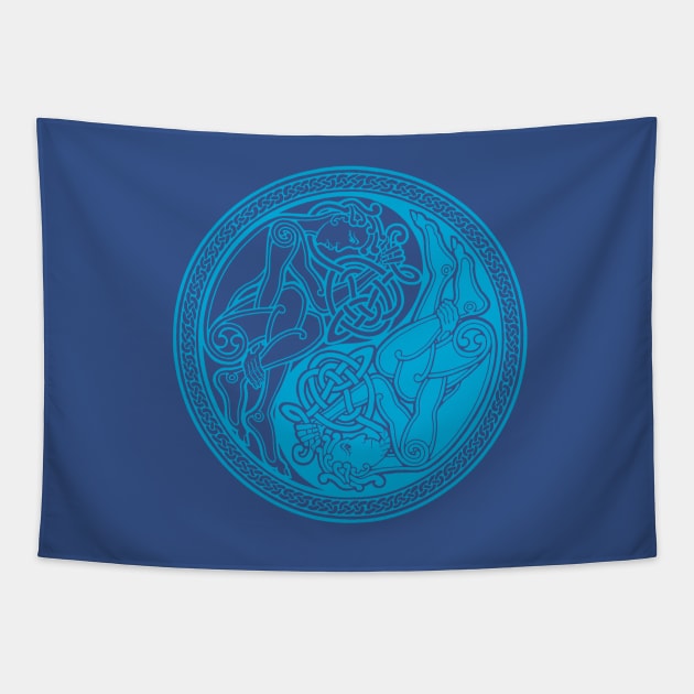 Celtic Yin Yang - blue Tapestry by Dysis23A