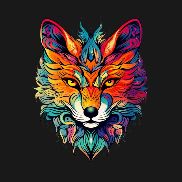 Psychedelic Trippy Fox Face by RichieDuprey