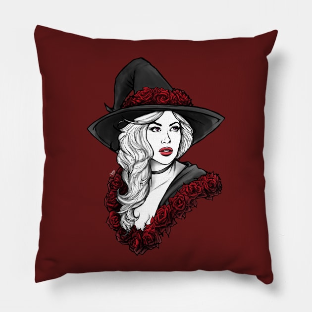 Rose Witch (Color) Pillow by Art of Ariel Burgess