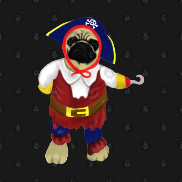 Funny Pug Dog With Pirate Costume by Merchweaver