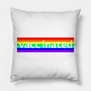 Vaccinated Rainbow Stripes Minimal Typography Pillow