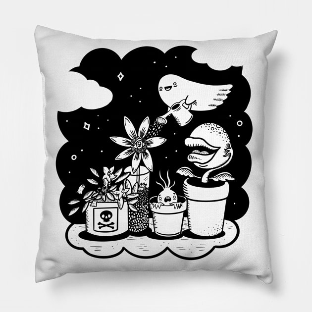 Spectral Gardener Haunted Garden Design Pillow by This Is Sian Ellis