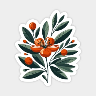 Abstract Orange Flower Magnet