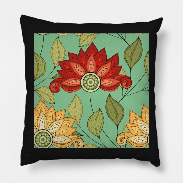 Spring Pattern with Floral Motifs Pillow by lissantee