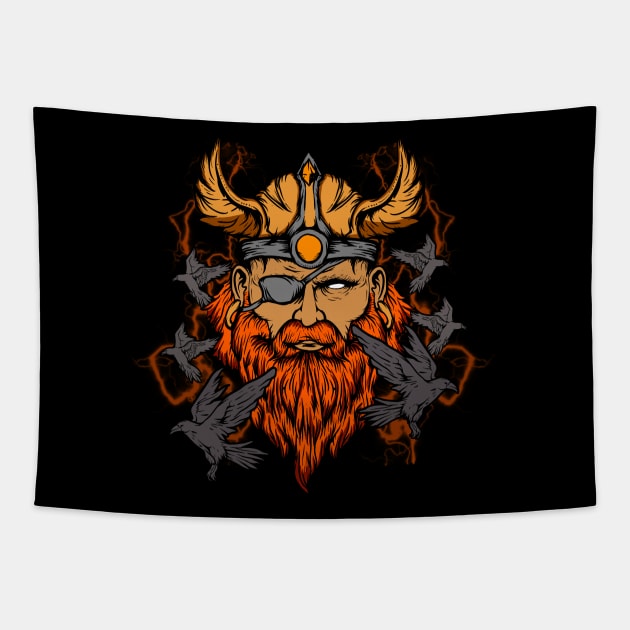 Odin the Norse Mythology Viking God & His Ravens Tapestry by theperfectpresents