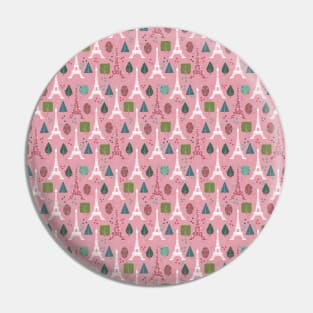 Cutesy Pink Eiffel Tower Pattern Pin