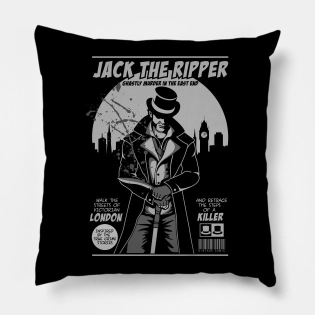 jack the ripper comic vintage style Pillow by beanbeardy