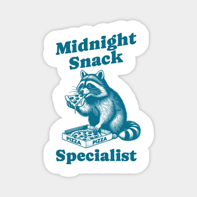 Midnight Snack Specialist Raccoon Pizza Art Magnet by Designed By Marty