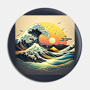 Vintage Kanagawa Wave T-Shirt Pin