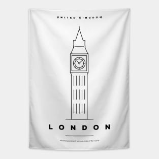 London Minimal Black Line Design Tapestry