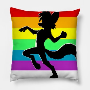 Rainbow LGBTQ Furry Pride Dancing Fox Fursona Pillow