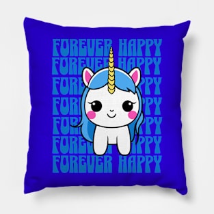 Cute Forever Happy Unicorn Pillow