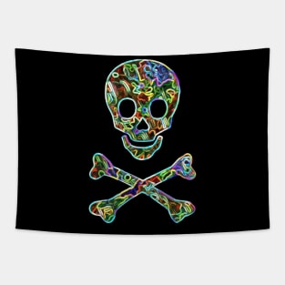 Neon Skull and Crossbones Tapestry