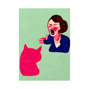 Woman Yelling At Cat Meme Retro Poster Vintage Art Illustration Wall Meme Pink Illustration T-Shirt