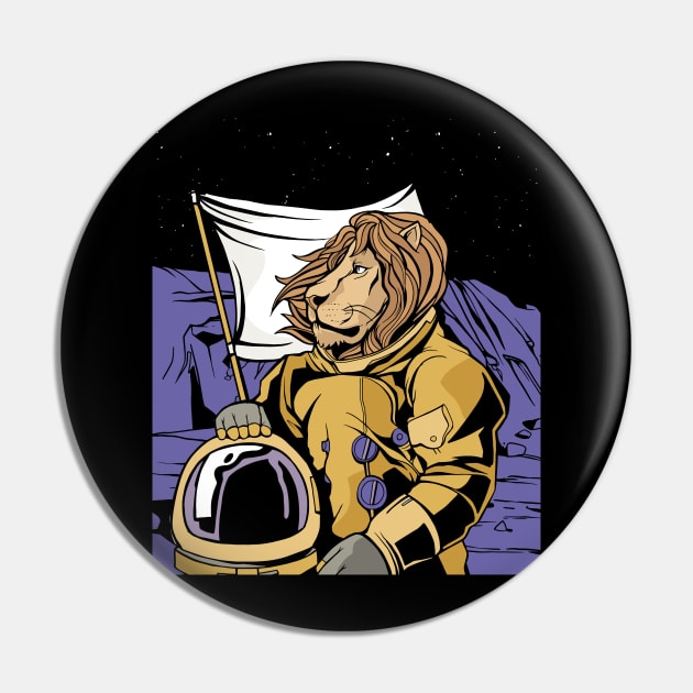 Lion Astronaut in Space Science Astronaut Pin by Printroof