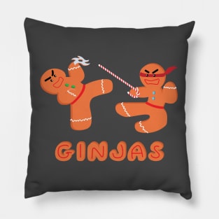 Funny Ginjas Christmas Pun Gingerbread Man Pillow