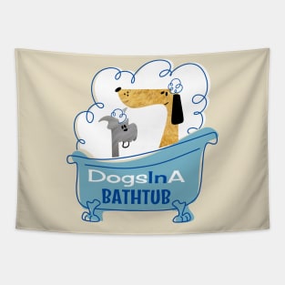 Dogs In A Bathtub Tapestry