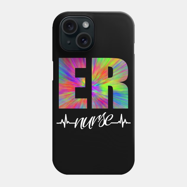 ER Nurse Heartbeat Tye Dye Phone Case by Duds4Fun