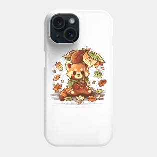 Red panda leaf umbrella Phone Case