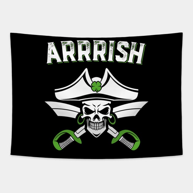 Arrish Irish Pirate Funny St Patricks Day Tapestry by trendingoriginals