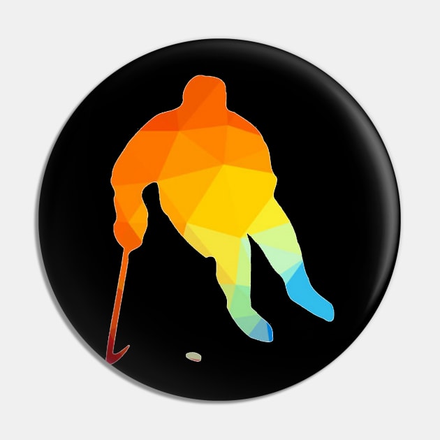 Hockey player color silhouette Pin by Redbooster