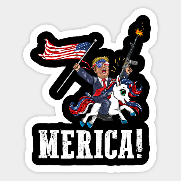 Trump 2nd Ammendment Gun Rights American Flag Unicorn Merica - Trump - Sticker