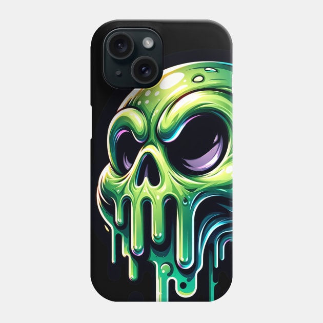 Green Slime Skull Phone Case by luwakka