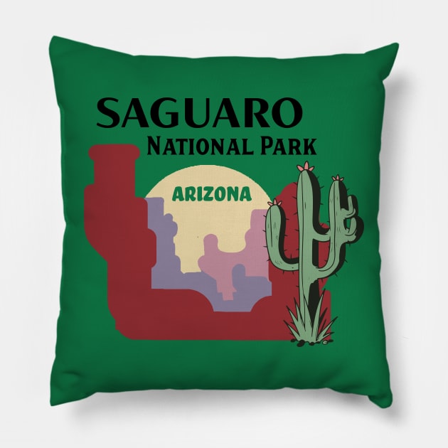Saguaro National Park Arizona Pillow by Alexander Luminova