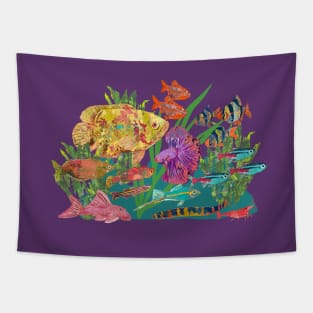 School of Colorful Tropical Freshwater Fish Tapestry