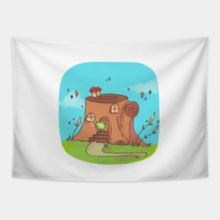 Fairy frog tree trunk home Tapestry