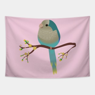 Cute egg shaped blue quaker parrot or monk parakeet Tapestry