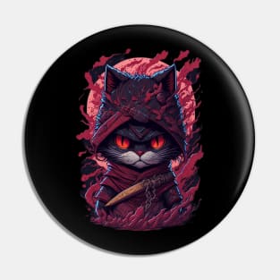 evil ninja cat face Pin