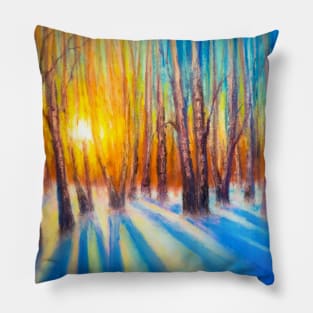 Sunset in the woods Pillow