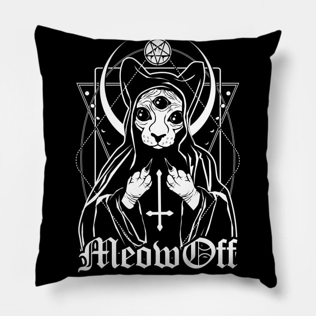 Meow off - this cat dislikes you Pillow by Von Kowen