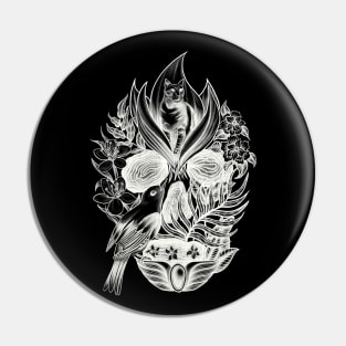 Animals and Flowers Wildlife Skull 2 Pin