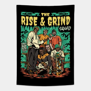 The Rise & Grind Squad // Retro Skateboarding // Comic Style Skater Crew Tapestry