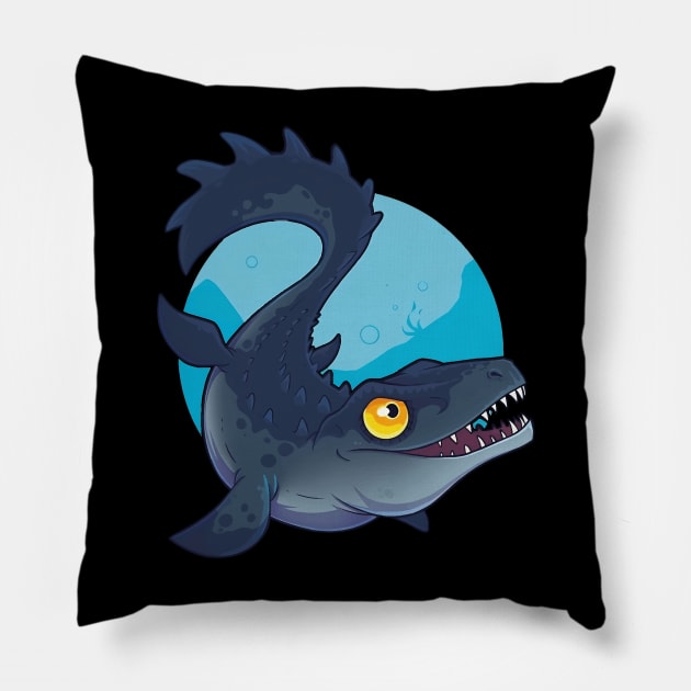 Majestic Mosasaurus: A Prehistoric Journey Pillow by WorldDinosaurs