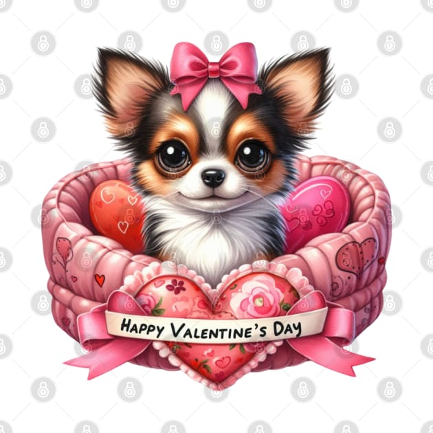 Valentine Chihuahua Dog in Bed by Chromatic Fusion Studio