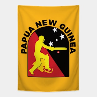 Papua New Guinea Cricket Batsman Papua New Guinea Flag Tapestry