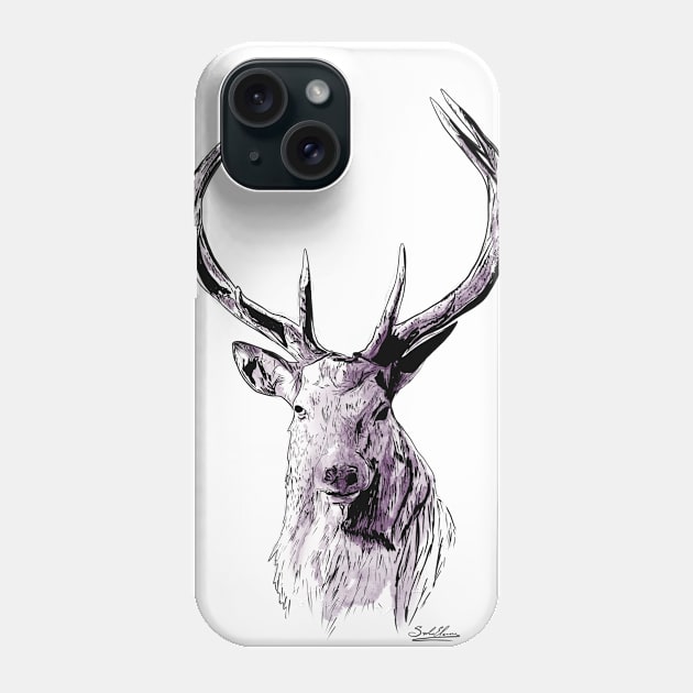 Lord Of The North - Stag - Ink and Watercolour Phone Case by Sophie Elaina