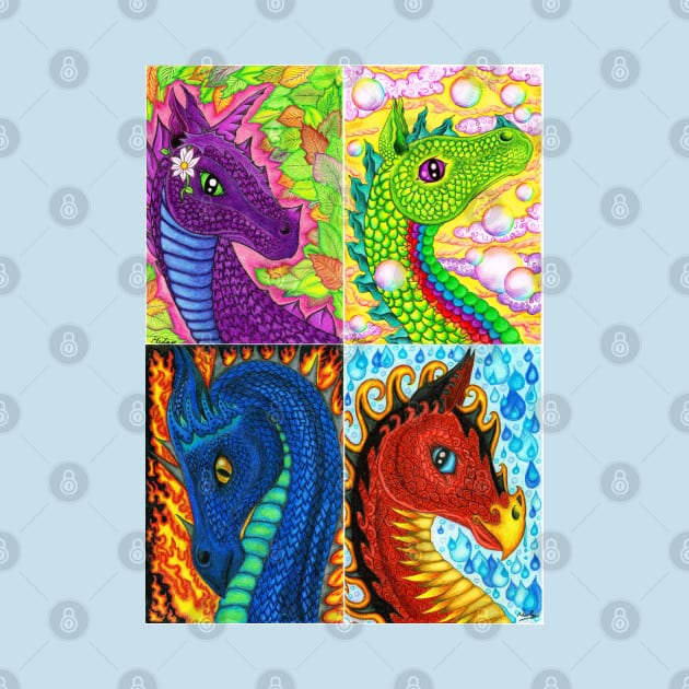 Four elements dragons by MelanieJeyakkumar